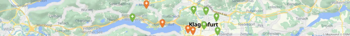 Kartenansicht für Apotheken-Notdienste in der Nähe von Krumpendorf am Wörthersee (Klagenfurt  (Land), Kärnten)